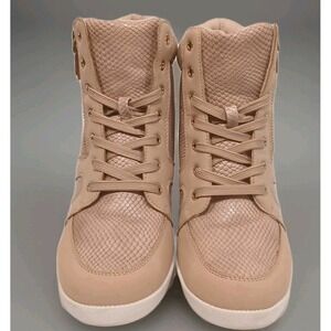 JustFab Hidden Heel Sneaker Booties Pink Wedge Platform Womens 9 Sporty Casual